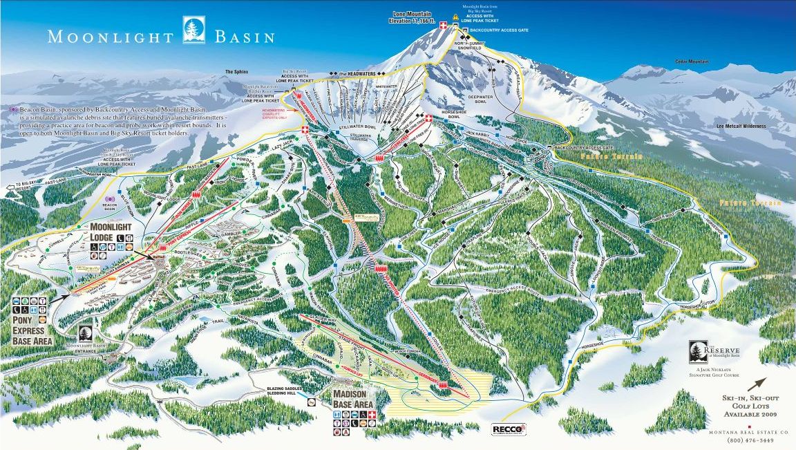 The Old Moonlight Basin Ski Trail Map Old Moonlight Basin Ski Area Trail Map