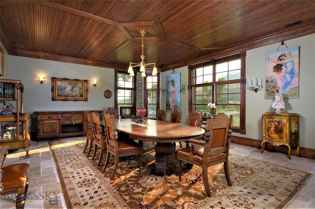 Jefferson River Montana Water Properties - Dining Room Montana Luxury Water Properties - Dining Room Photo