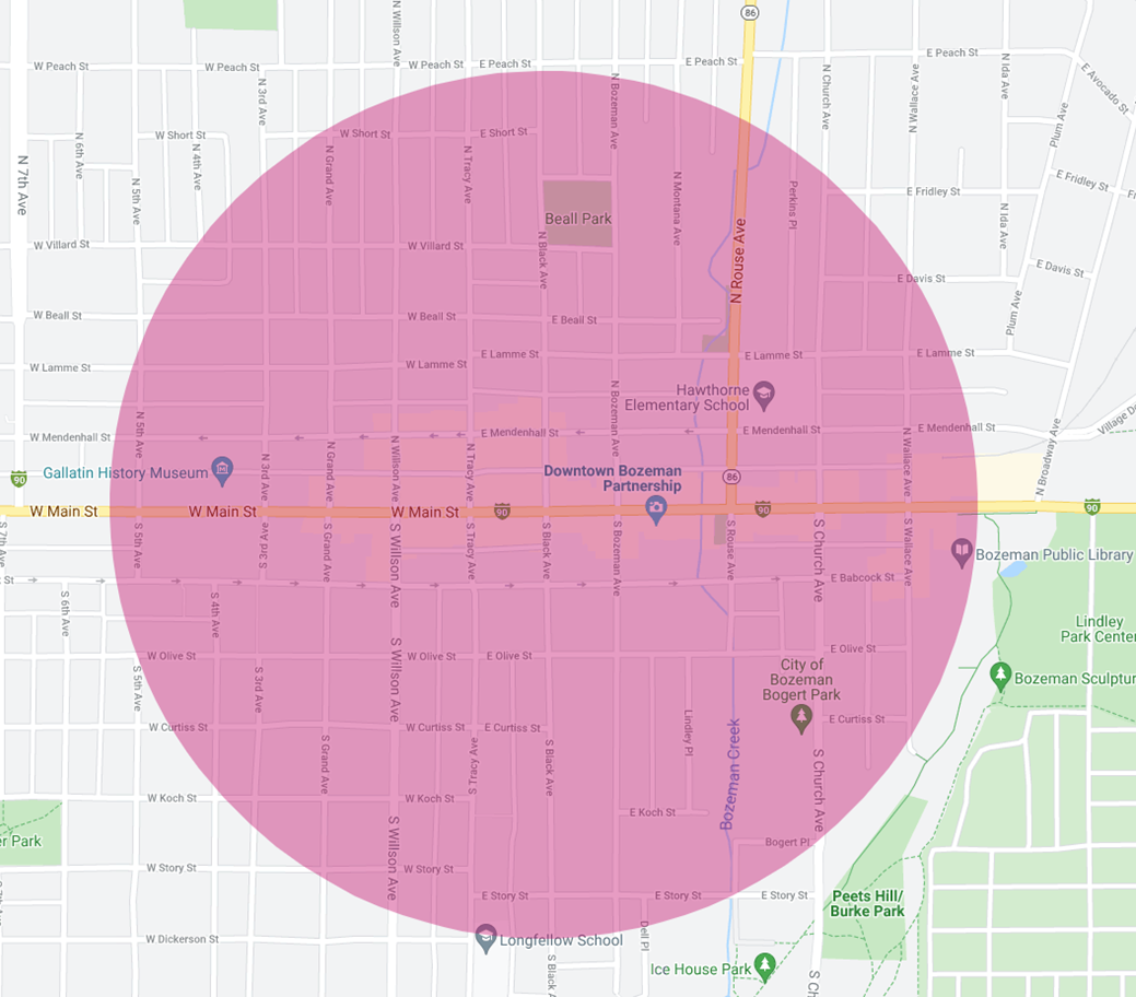 Bozeman Homes Downtown Perimeter: ½-mile Photo Downtown Bozeman Homes Half-Mile Perimeter