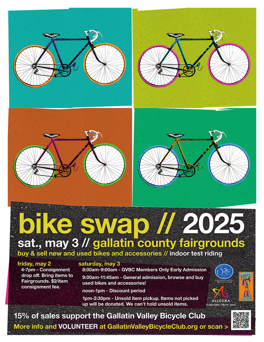 Bozeman Bike Swap Poster 2025. Photo Bozeman Bike Swap Poster 2025.